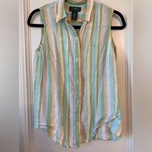 Ralph Lauren 100% Linen colorful sleeveless button up
